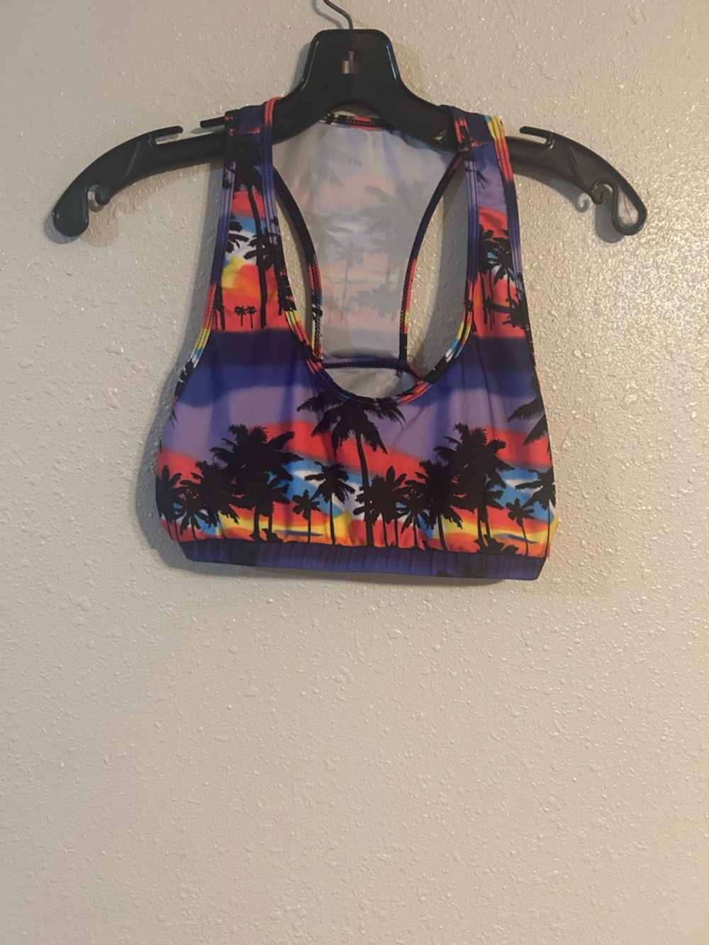 Sunset Palm Print Sports Bra / Bikini top- Multicolor Sz Medium